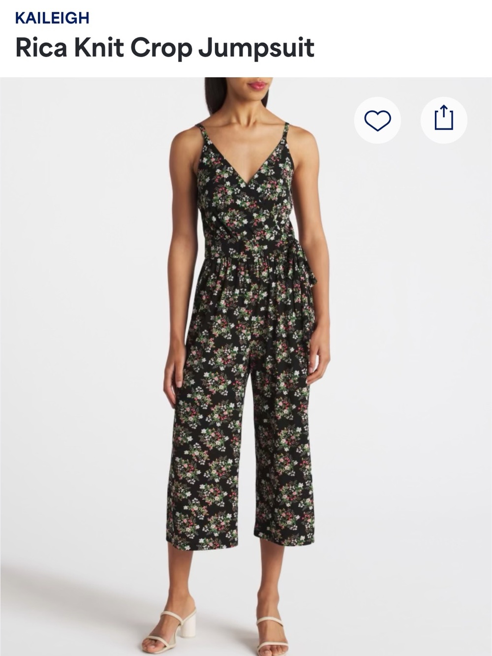 Kaileigh Black Floral Knit Crop Jumpsuit